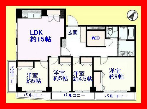 Floor plan. 4LDK, Price 29,800,000 yen, Occupied area 99.68 sq m , Balcony area 13.79 sq m family-type rooms