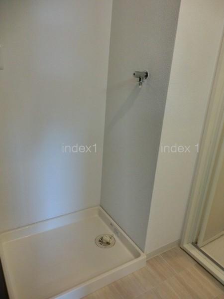 Wash basin, toilet. There is also indoor washing machine Storage!