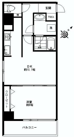 Floor plan. 1DK, Price 37,800,000 yen, Occupied area 40.63 sq m , Balcony area 5.16 sq m