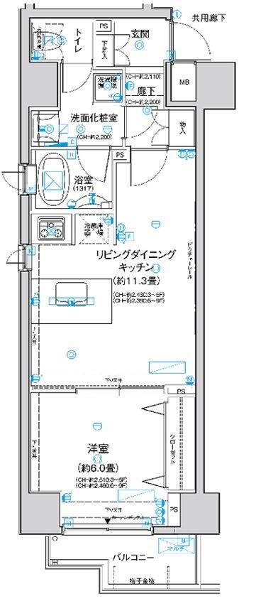 Floor plan. 1LDK, Price 27 million yen, Footprint 44.4 sq m , Balcony area 4.1 sq m