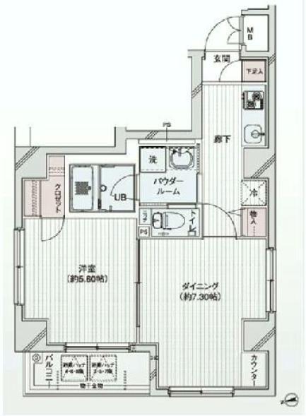 Floor plan. 1DK, Price 28,900,000 yen, Occupied area 40.35 sq m , Balcony area 3.37 sq m