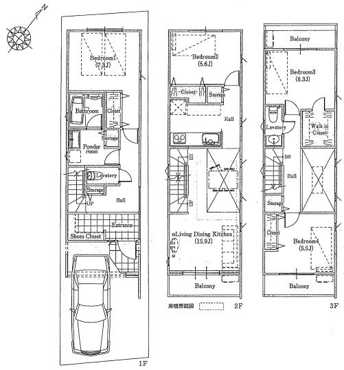 Floor plan. 58,600,000 yen, 4LDK, Land area 71.05 sq m , Building area 117.87 sq m
