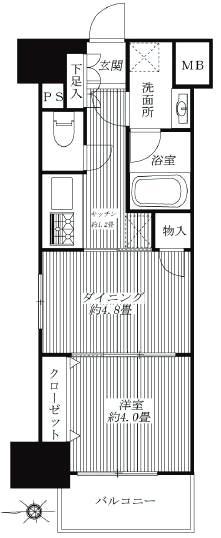Floor plan. 1DK, Price 24,700,000 yen, Occupied area 30.35 sq m , Balcony area 3.3 sq m