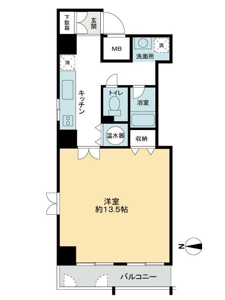 Floor plan. 1K, Price 38,500,000 yen, Occupied area 46.15 sq m , Balcony area 5.04 sq m