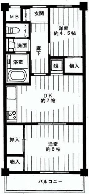 Floor plan. 2DK, Price 22,800,000 yen, Footprint 43.7 sq m , Balcony area 5.32 sq m