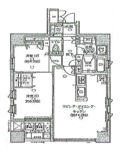 Floor plan. 2LDK, Price 44,100,000 yen, Occupied area 55.57 sq m