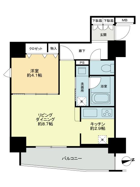 Floor plan. 1LDK, Price 26,800,000 yen, Occupied area 40.65 sq m , Balcony area 6.79 sq m