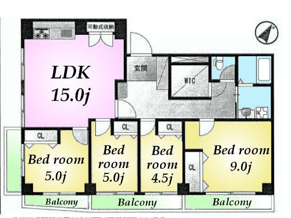 Floor plan. 4LDK, Price 29,800,000 yen, Occupied area 99.68 sq m , Balcony area 13.79 sq m