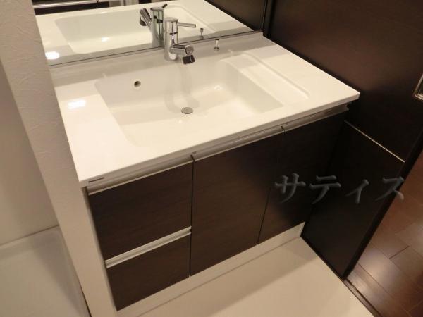 Wash basin, toilet. ~ Bathroom vanity ~