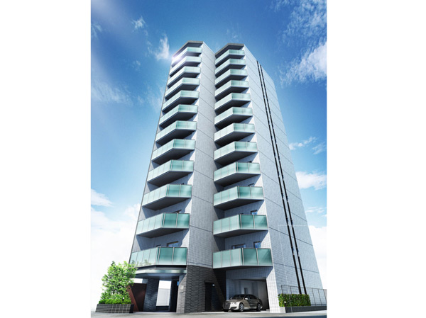 Buildings and facilities. Modern form that accents of white and glass stand out. As based on white, Impressive facade formed by the colorfully shining glass of Materials. And magnificent entrance. "List Residence Asakusa Kokusai Street" is, It has been wrapped in sophisticated beauty shoot a vivid presence. (Exterior CG)