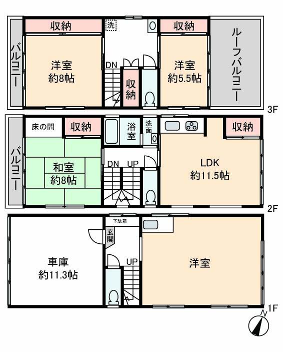 Floor plan. 51,800,000 yen, 4LDK, Land area 66.8 sq m , Building area 136.6 sq m