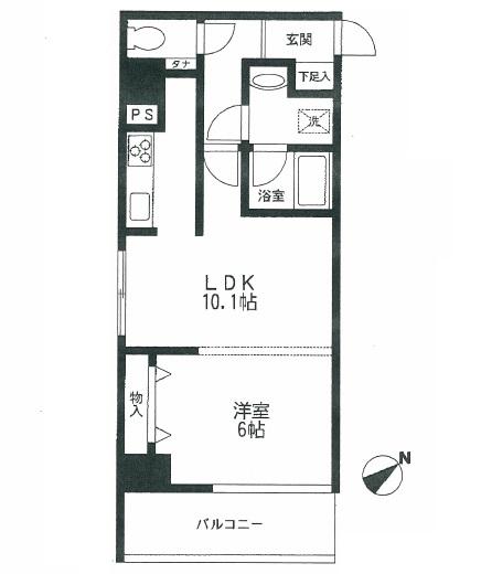 Floor plan. 1LDK, Price 29,800,000 yen, Occupied area 40.63 sq m , Balcony area 5.16 sq m