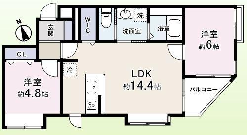 Floor plan. 2LDK, Price 25,800,000 yen, Footprint 55.2 sq m , Balcony area 3.61 sq m Floor