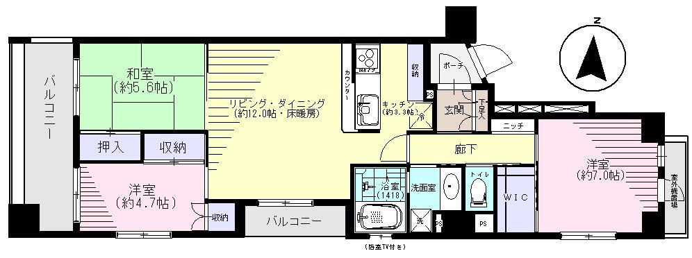 Floor plan. 3LDK, Price 39,800,000 yen, Occupied area 73.53 sq m , Balcony area 12.9 sq m