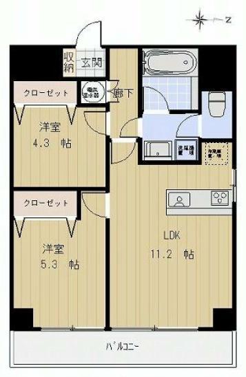 Floor plan. 2LDK, Price 25,800,000 yen, Occupied area 51.03 sq m , Balcony area 5.22 sq m Station 4-minute walk, It is conveniently located near.