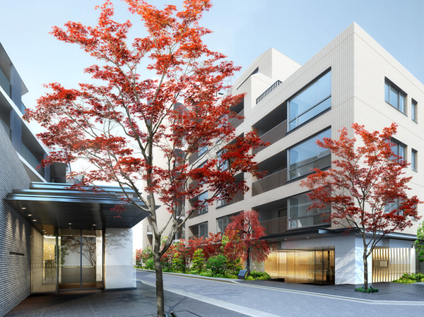 Features of the building.  [Autumn leaves of the road Rendering CG] The road of autumn leaves that becomes the impressive scenery, Lay out the stately Acer palmatum, We brew style.