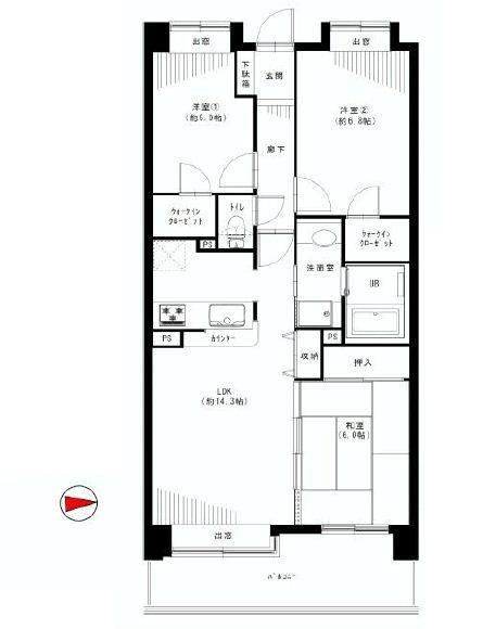 Floor plan. 3LDK, Price 29,800,000 yen, Occupied area 70.45 sq m , Balcony area 12.2 sq m floor plan