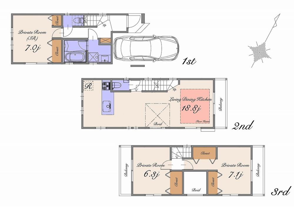 Floor plan. (A), Price 72,800,000 yen, 2LDK+S, Land area 59.93 sq m , Building area 100.71 sq m