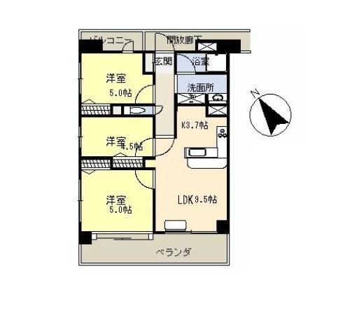 Floor plan. 3LDK, Price 39,800,000 yen, Occupied area 62.15 sq m , Balcony area 11.67 sq m