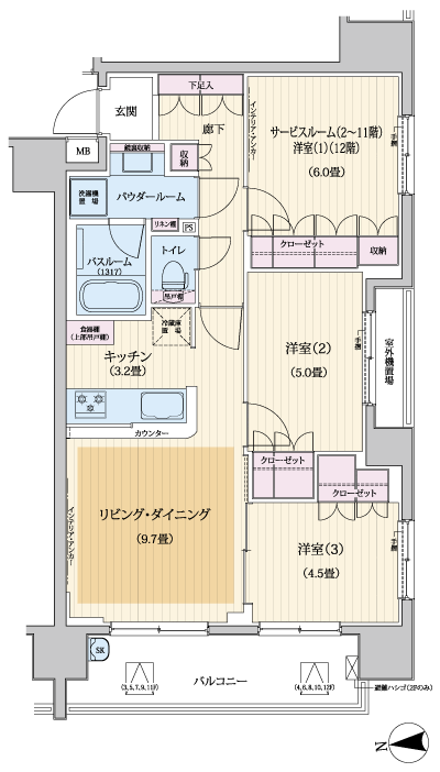 Floor: 2LDK + S (2 ~ 11F) / 3LDK (12F), the occupied area: 65.78 sq m, Price: 40,900,000 yen ~ 48,200,000 yen, now on sale