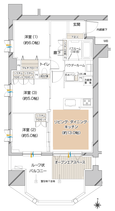 Floor: 3LDK + OS, the occupied area: 66.71 sq m