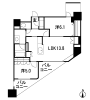 Floor: 2LDK, occupied area: 63.28 sq m