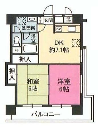 Floor plan. 2DK, Price 12.8 million yen, Occupied area 45.92 sq m , Balcony area 10.89 sq m