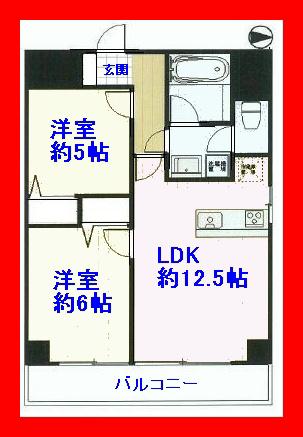 Floor plan. 2LDK, Price 25,800,000 yen, Occupied area 51.03 sq m , Balcony area 5.22 sq m renovation