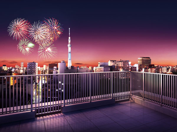 Other. Rooftop plaza Rendering CG ※ To view photos from the 10th floor considerable height site (August 2012 shooting), In fact a somewhat different in those subjected to some CG processing.