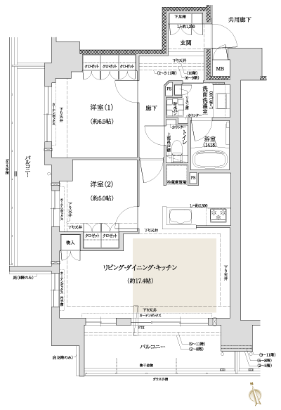 Floor: 2LDK, occupied area: 67.05 sq m