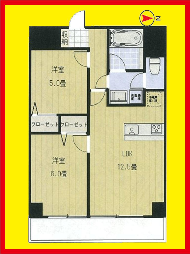 Floor plan. 2LDK, Price 25,800,000 yen, Occupied area 51.03 sq m , Balcony area 5.22 sq m
