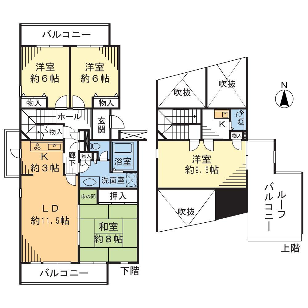 Floor plan. 4LDK, Price 31,800,000 yen, The area occupied 120.4 sq m , Balcony area 16.31 sq m