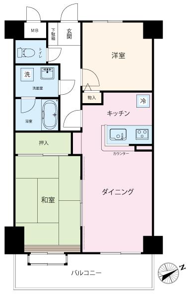 Floor plan. 2DK, Price 20,300,000 yen, Footprint 51.3 sq m , Balcony area 7.41 sq m