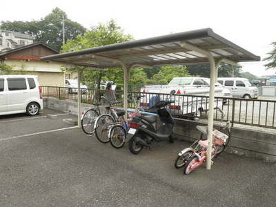 Parking lot. Bicycle parking lot with a roof