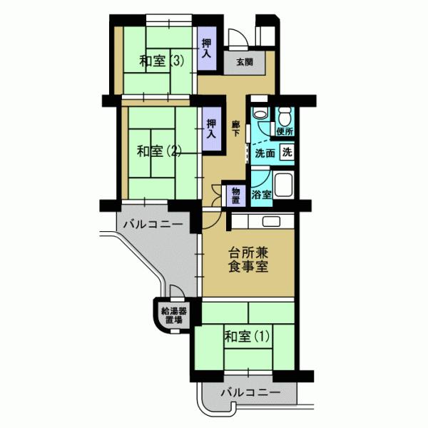 Floor plan. 3LDK, Price 12 million yen, Occupied area 67.09 sq m , Balcony area 14.74 sq m