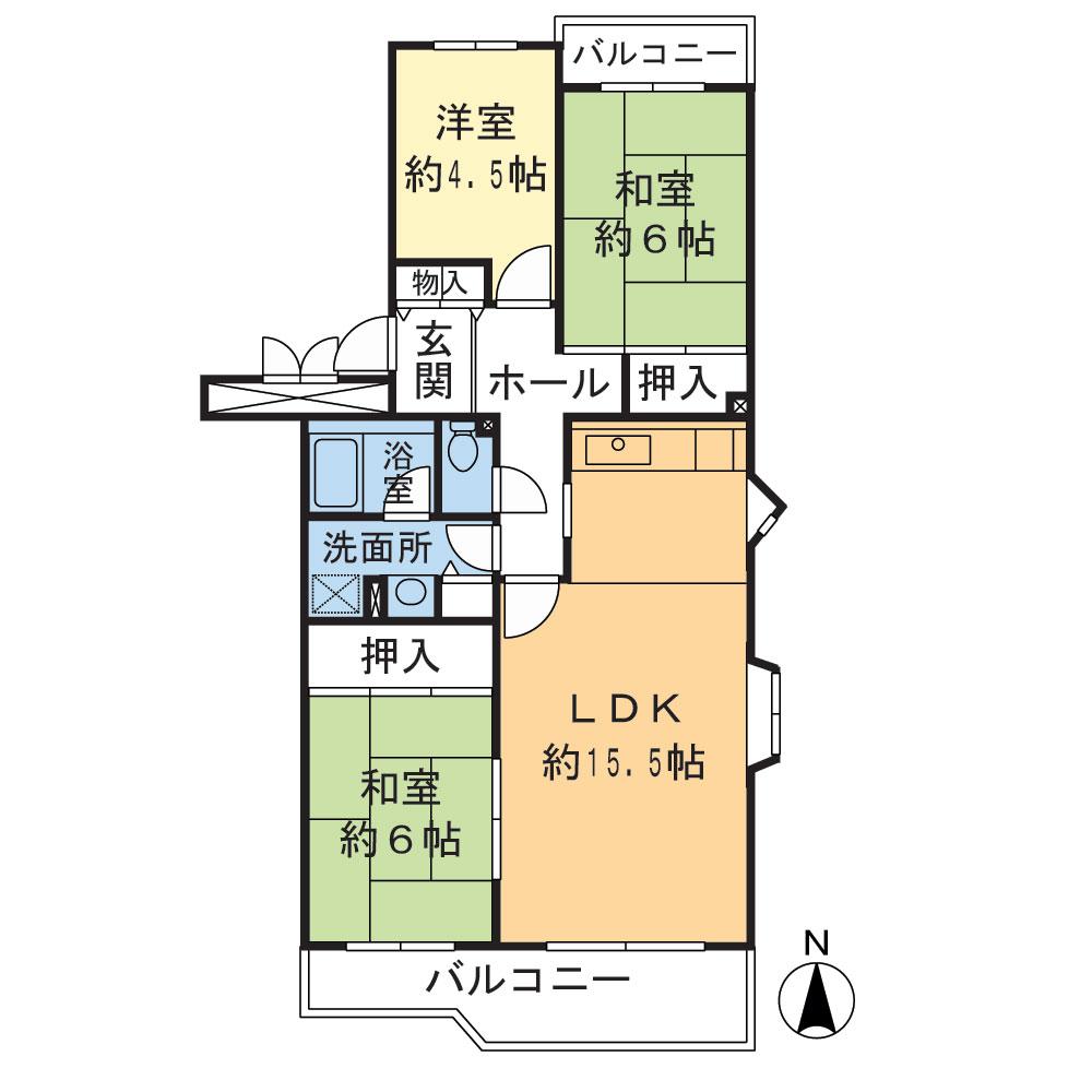 Floor plan. 3LDK, Price 16.4 million yen, Occupied area 75.53 sq m , Balcony area 11.14 sq m