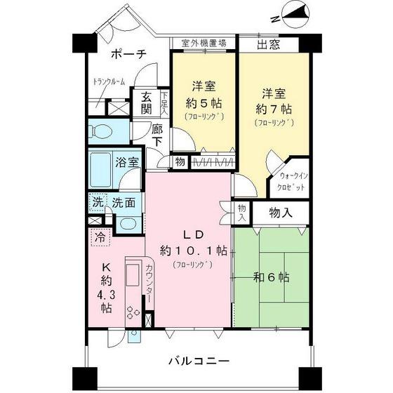 Floor plan. 3LDK, Price 24,300,000 yen, Occupied area 70.11 sq m , Balcony area 15.6 sq m