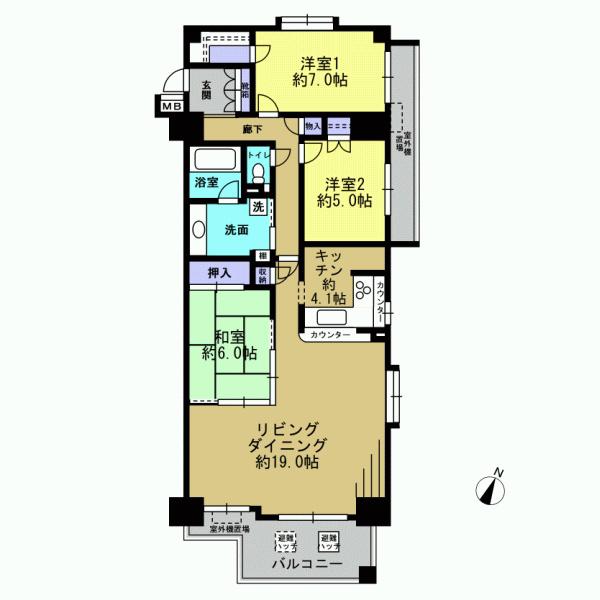 Floor plan. 3LDK, Price 33,800,000 yen, Occupied area 92.23 sq m , Balcony area 7.48 sq m