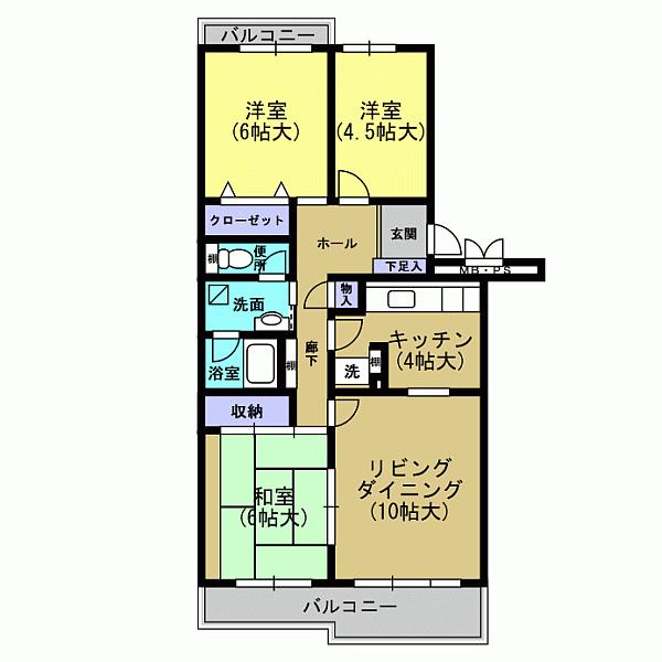 Floor plan. 3LDK, Price 16.8 million yen, Occupied area 81.26 sq m , Balcony area 11.01 sq m