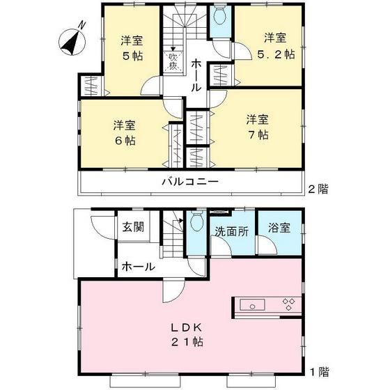 Floor plan. 46,800,000 yen, 4LDK, Land area 166.72 sq m , Building area 103.09 sq m