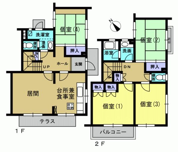 Floor plan. 4LDK, Price 22,800,000 yen, Footprint 102.52 sq m , Balcony area 3.96 sq m