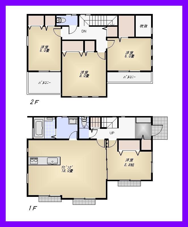 Floor plan. (B Building), Price 52,800,000 yen, 4LDK, Land area 183.44 sq m , Building area 109.3 sq m