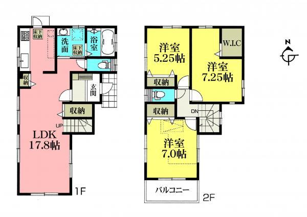 Floor plan. 41,800,000 yen, 3LDK, Land area 87 sq m , Building area 88.82 sq m