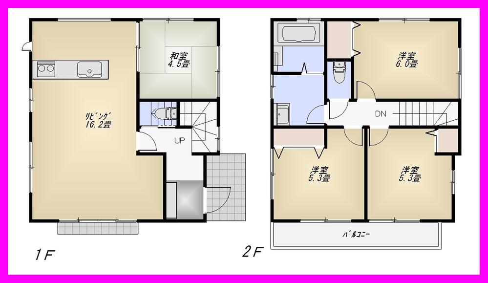 Floor plan. (1 Building), Price 36,800,000 yen, 4LDK, Land area 104.98 sq m , Building area 83.47 sq m