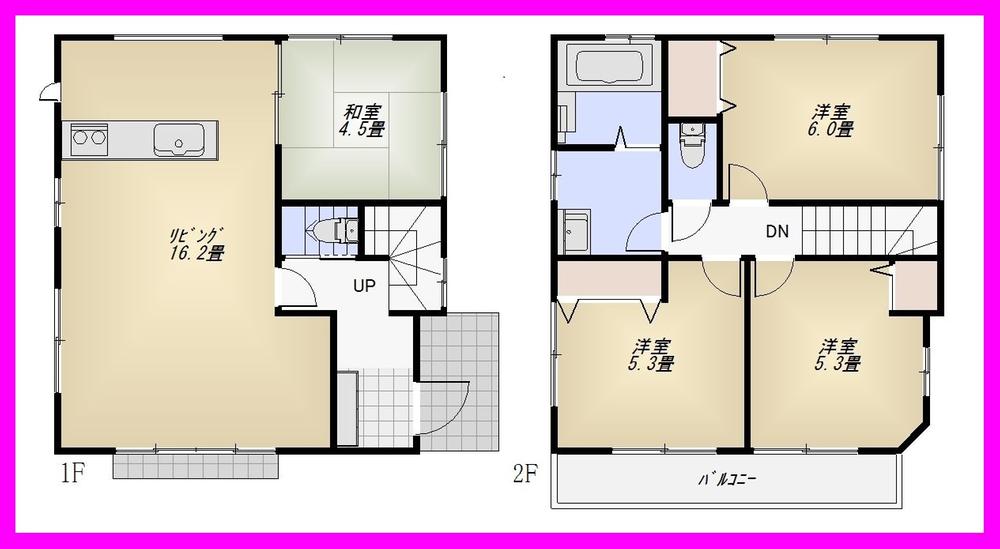 Floor plan. (Building 2), Price 36,800,000 yen, 4LDK, Land area 105.05 sq m , Building area 83.52 sq m