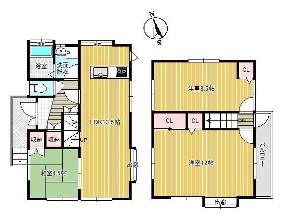 Floor plan. 22,800,000 yen, 3LDK, Land area 124.24 sq m , Building area 84.45 sq m