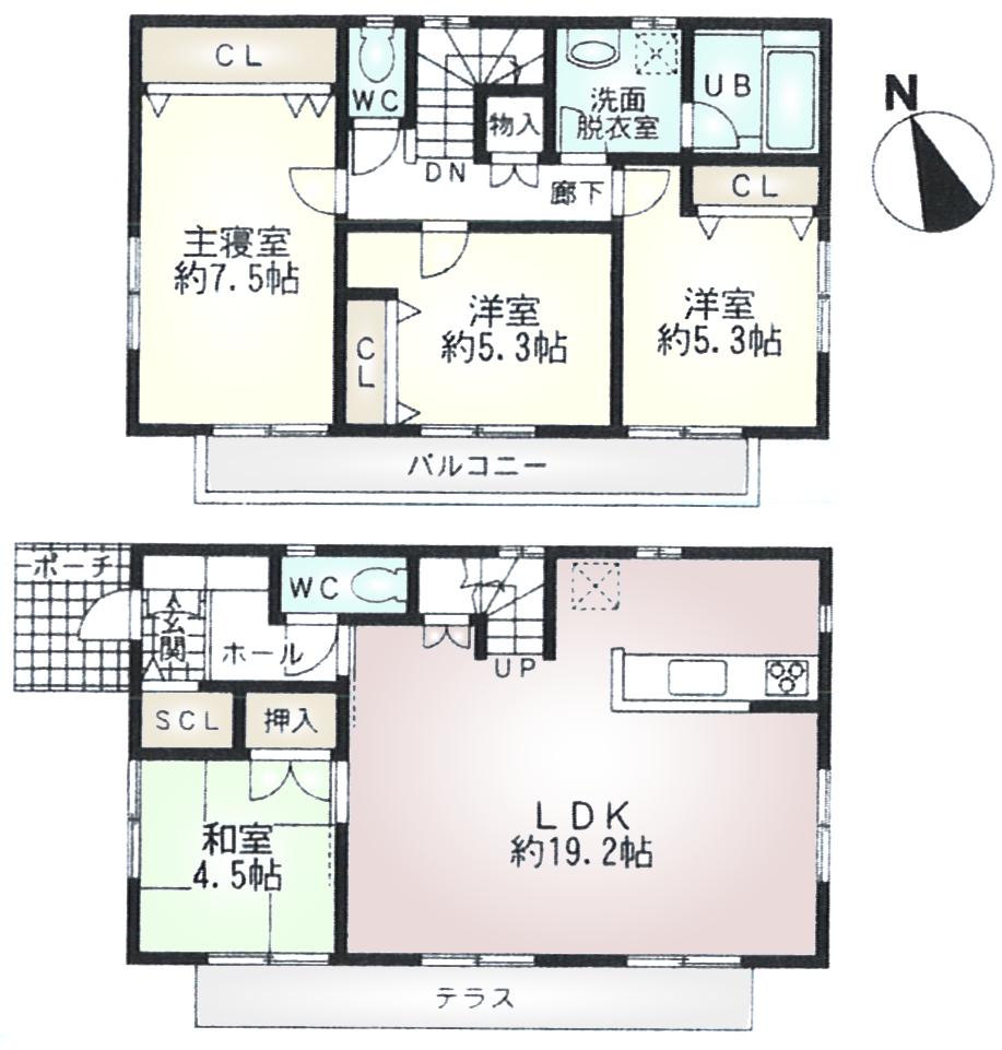 Floor plan. 58,800,000 yen, 4LDK, Land area 189.98 sq m , Building area 99.36 sq m floor plan