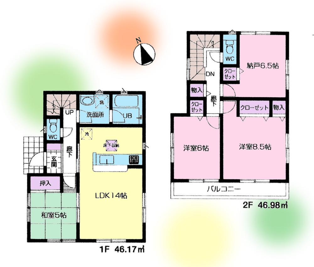 Floor plan. (Building 2), Price 39,800,000 yen, 3LDK+S, Land area 116.01 sq m , Building area 93.15 sq m