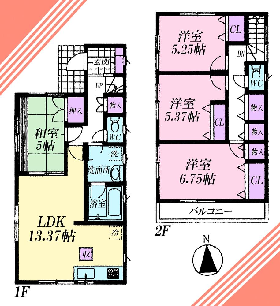 Floor plan. (3 Building), Price 33,800,000 yen, 4LDK, Land area 100.74 sq m , Building area 88.69 sq m