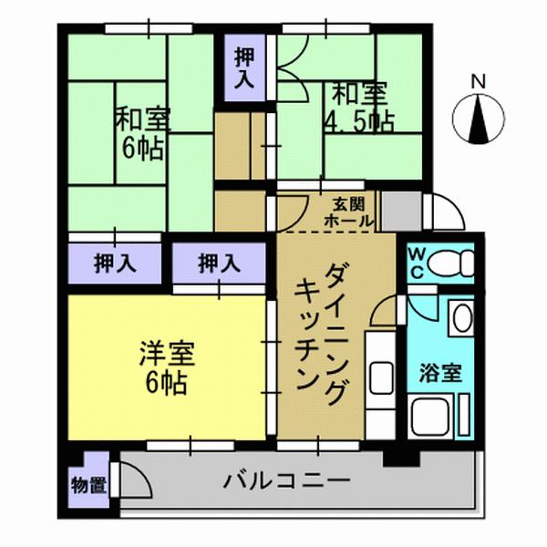 Floor plan. 3DK, Price 8 million yen, Occupied area 52.58 sq m , Balcony area 9.18 sq m